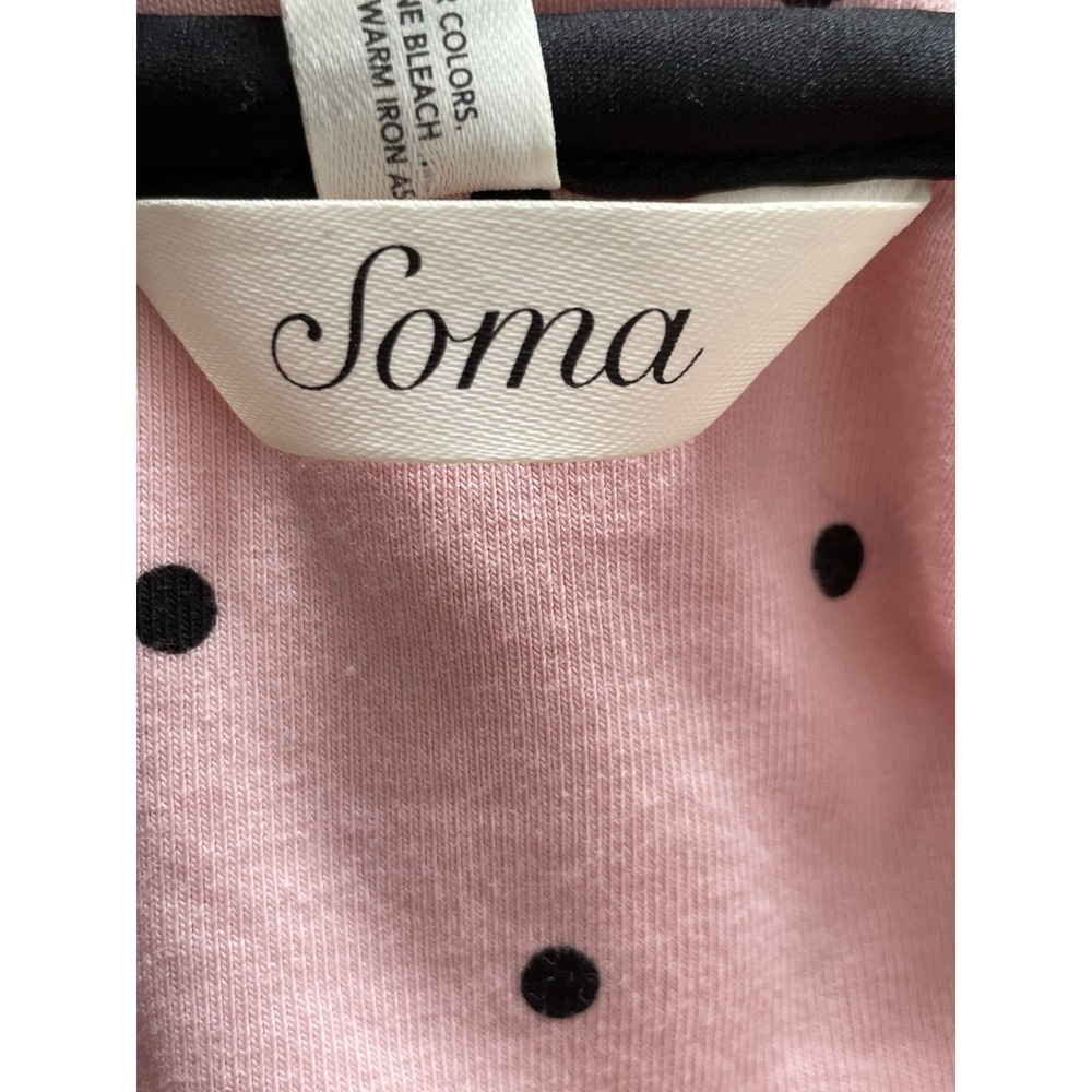 Soma Sleep Shirt Nightgown Large Pink Black Stretch Soft V Neck 3/4 Sleeves - Picture 7 of 10